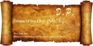 Demetrovits Pál névjegykártya
